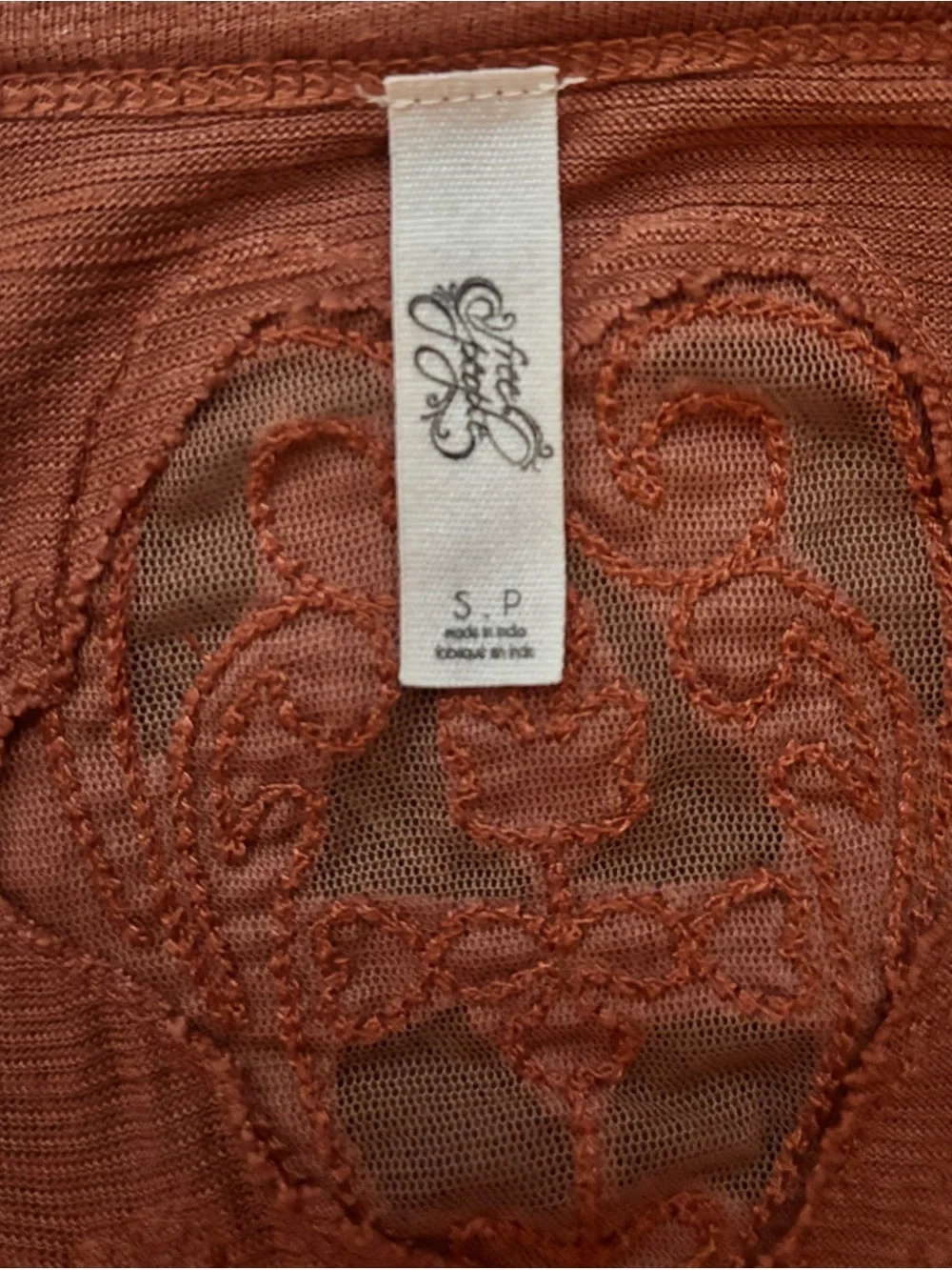 Free People Long Sleeve Lace Detailed Top - Brown
